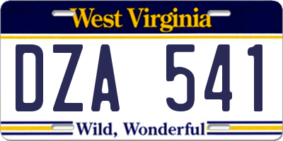 WV license plate DZA541