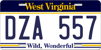WV license plate DZA557