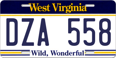 WV license plate DZA558