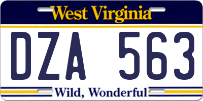 WV license plate DZA563