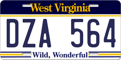 WV license plate DZA564