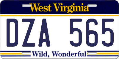 WV license plate DZA565