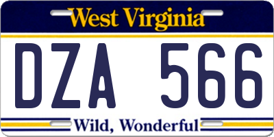 WV license plate DZA566