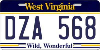 WV license plate DZA568