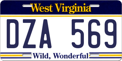 WV license plate DZA569