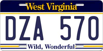 WV license plate DZA570