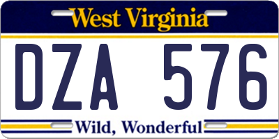 WV license plate DZA576