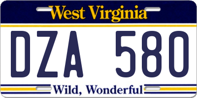WV license plate DZA580