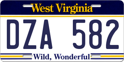 WV license plate DZA582