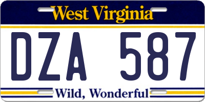 WV license plate DZA587