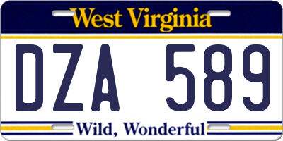 WV license plate DZA589