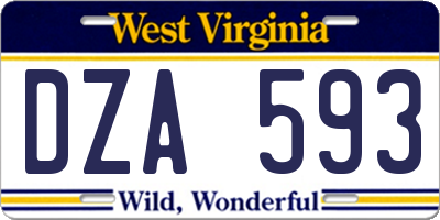 WV license plate DZA593