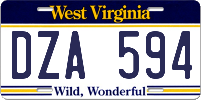 WV license plate DZA594