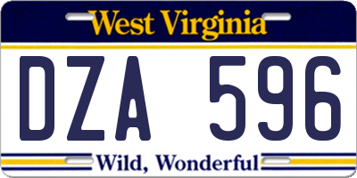 WV license plate DZA596