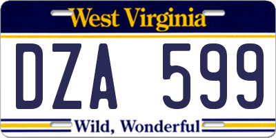 WV license plate DZA599
