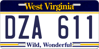 WV license plate DZA611