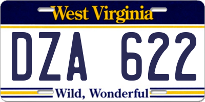 WV license plate DZA622