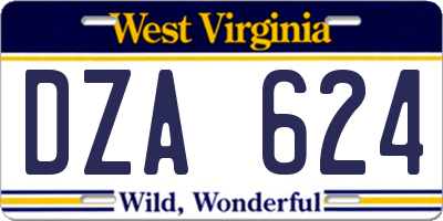 WV license plate DZA624