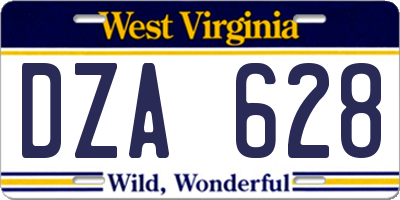 WV license plate DZA628