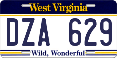 WV license plate DZA629