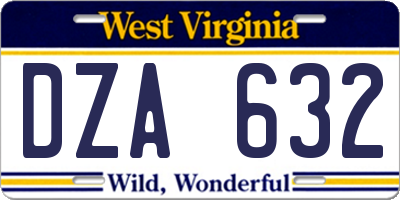 WV license plate DZA632