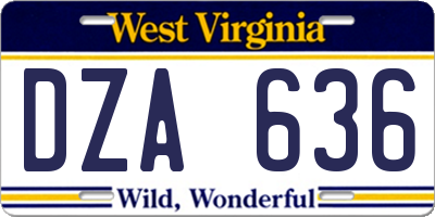 WV license plate DZA636