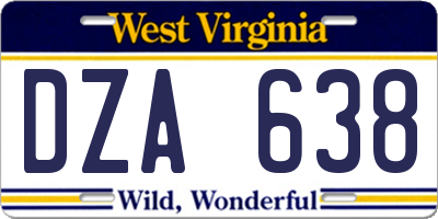 WV license plate DZA638
