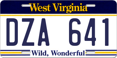 WV license plate DZA641