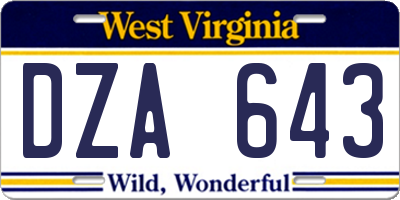 WV license plate DZA643