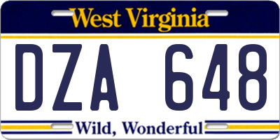 WV license plate DZA648
