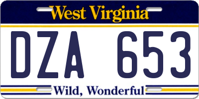 WV license plate DZA653