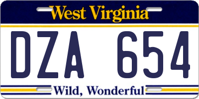 WV license plate DZA654
