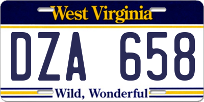 WV license plate DZA658