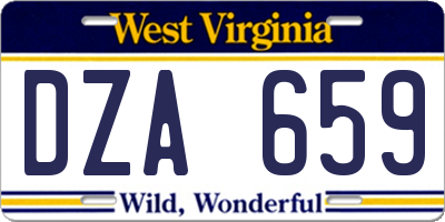 WV license plate DZA659