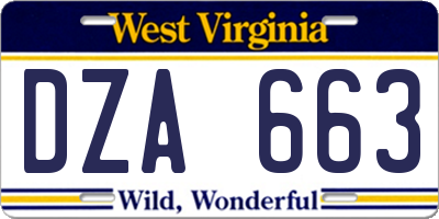 WV license plate DZA663