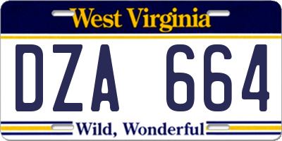 WV license plate DZA664