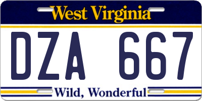 WV license plate DZA667