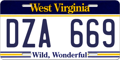 WV license plate DZA669