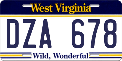 WV license plate DZA678