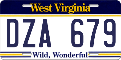 WV license plate DZA679