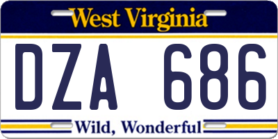 WV license plate DZA686