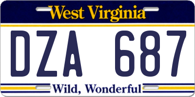WV license plate DZA687