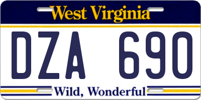 WV license plate DZA690