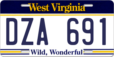 WV license plate DZA691