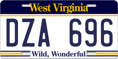 WV license plate DZA696