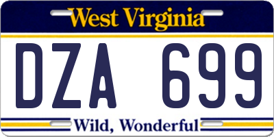 WV license plate DZA699