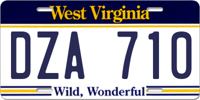 WV license plate DZA710