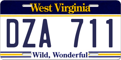 WV license plate DZA711