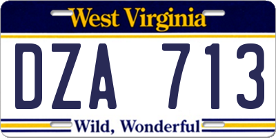 WV license plate DZA713