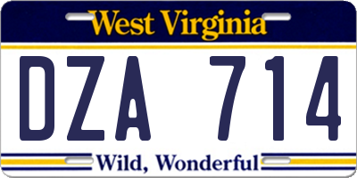 WV license plate DZA714